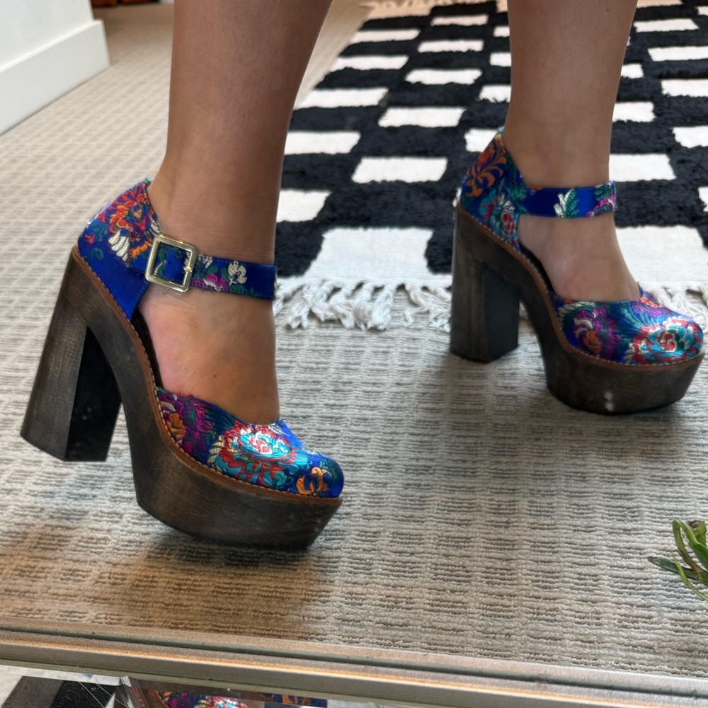 Free People Starlet Embroidered Wood Platform Pumps - Picture 10 of 10